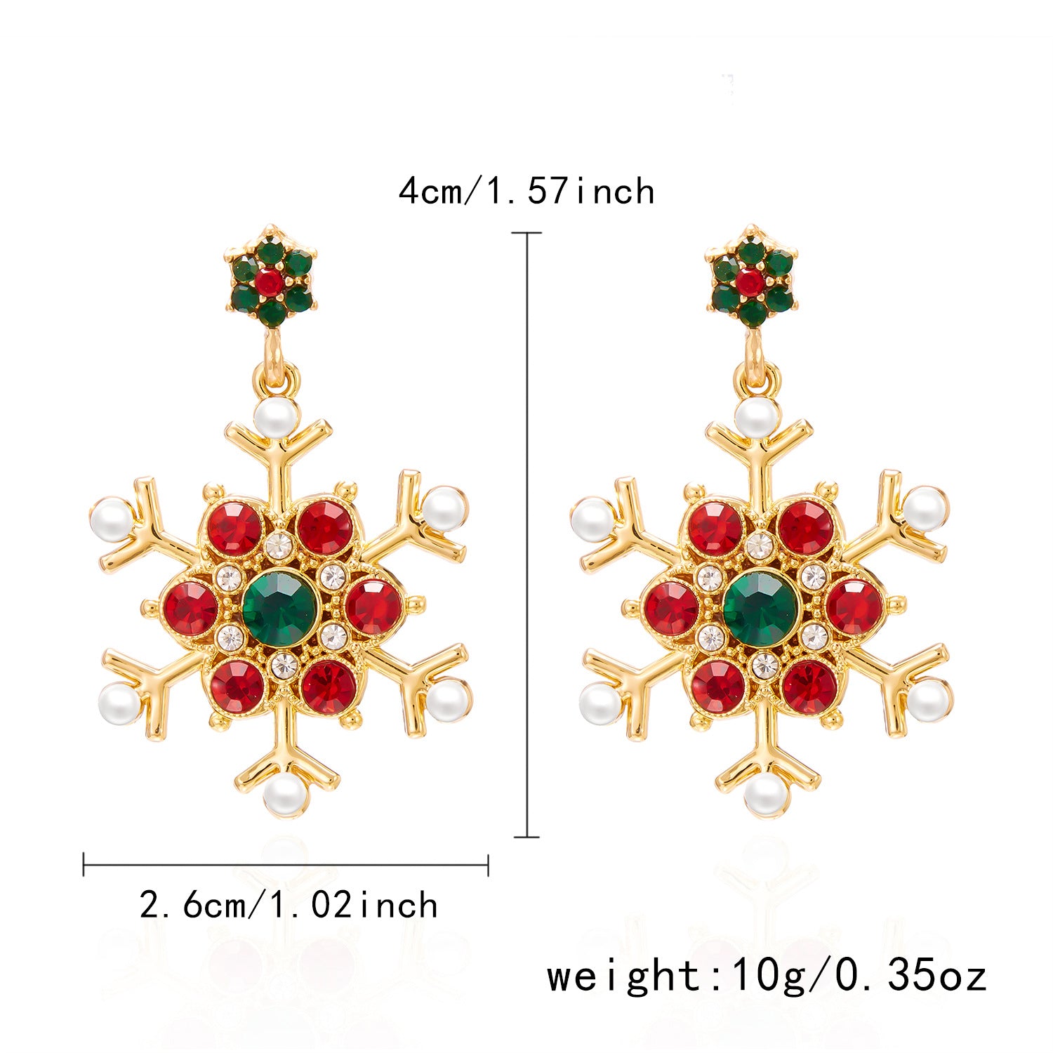 Wholesale Christmas jewelry diamond snowflake pearl earrings